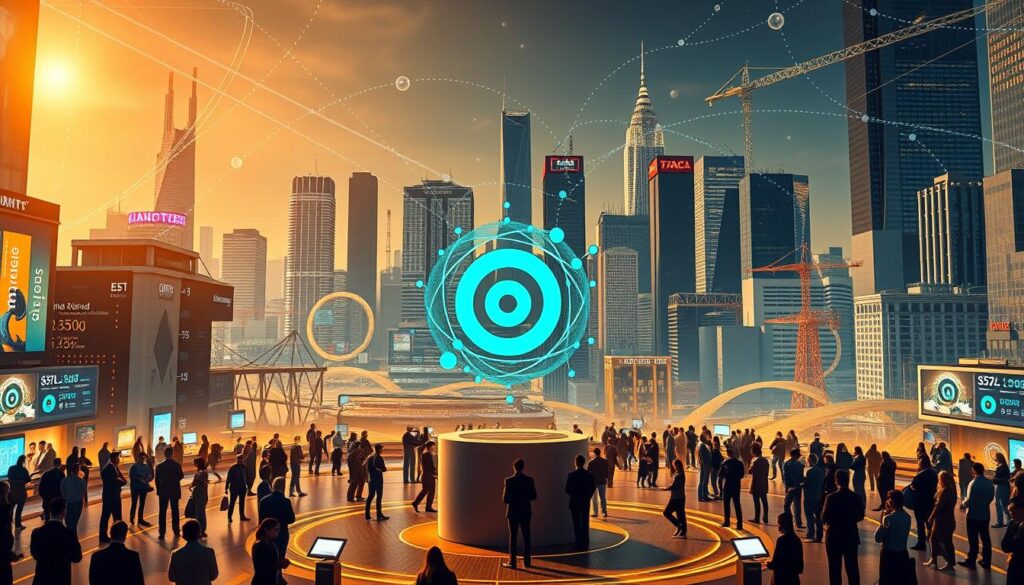 A bustling financial hub showcasing the rise of peer-to-peer lending platforms. In the foreground, the Fund Orbit logo stands prominently, surrounded by a network of interconnected individuals and devices, symbolizing the seamless flow of capital. The middle ground depicts a diverse array of lending activities, from personal loans to small business financing, all facilitated by intuitive digital interfaces. In the background, a cityscape of towering skyscrapers and infrastructure projects, reflecting the broader economic impact of these innovative lending solutions. The scene is illuminated by a warm, golden light, conveying a sense of progress and prosperity. The overall composition captures the transformative power of peer-to-peer lending, empowering individuals and driving financial inclusion.