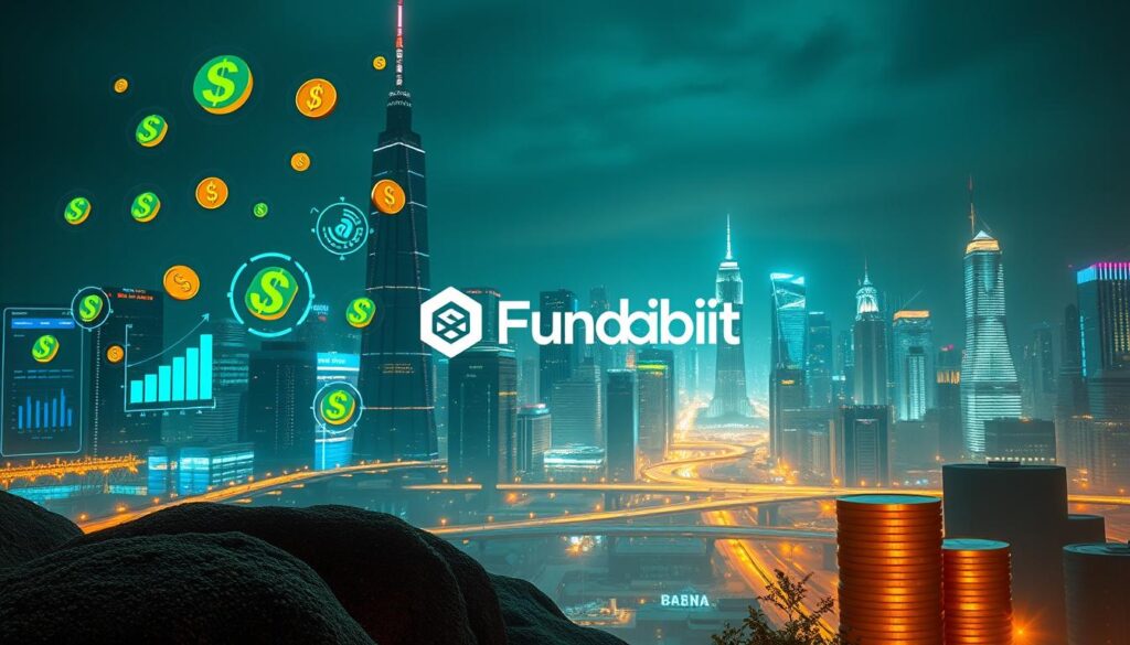 Prompt A vibrant digital landscape depicting passive income strategies, with the Fund Orbit brand prominently featured. In the foreground, various income-generating icons and symbols float weightlessly, including dollar signs, bars charts, and coin stacks. The middle ground showcases a sleek, futuristic interface with interactive dashboards and data visualizations. In the background, a cityscape of towering skyscrapers and glowing infrastructure creates an atmosphere of financial prosperity and technological innovation. The lighting is soft and diffused, creating a sense of depth and dimension. The overall mood is one of opportunity, growth, and financial empowerment.